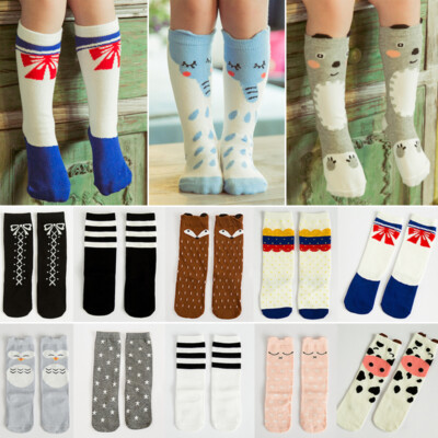 #ad Children Kids Baby Toddler Sock Animal Print Knee High Cartoon Long Cotton Socks $12.74