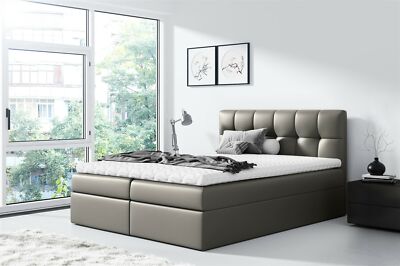 Boxspringbett Schlafzimmerbett CARMEN 200x200cm Kunstleder Grau