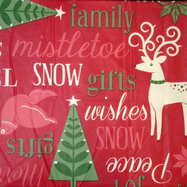 VINYL CHRISTMAS TABLECLOTHFlannel Back52x70 OblongReindeer/Trees/Red
