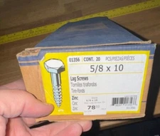 5/8 X 10 Zinc Plated Grade 2 / 01356 Steel Hex Head Lag Screws (39 Pcs)