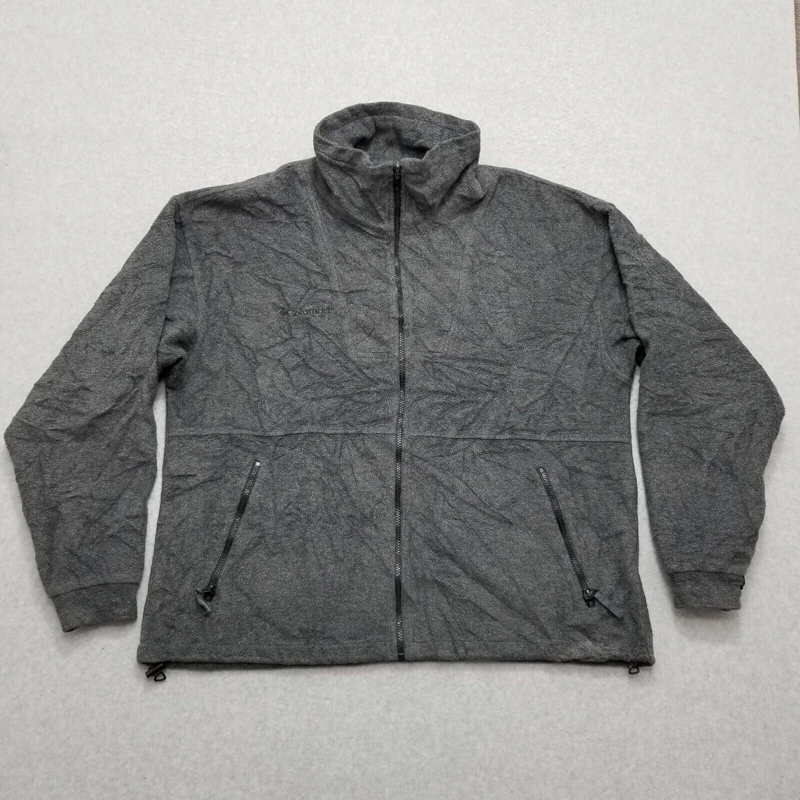 Columbia Fleece Jacket Mens Large Gray Pockets Full Zip