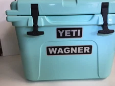 Personalized Name tag on YOUR Yeti cooler Black & Brush Chrome Vinyl Accessory 