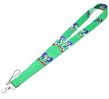 Green Super Sonic with multiple Blue Sonics Lanyard ID Holder Keychain-Brand New