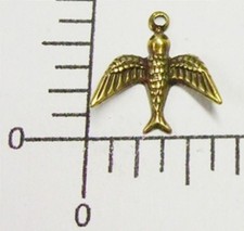 35683         6 Pc Brass Oxidized Vict. Flying Bird Jewelry Finding Charm  SALE