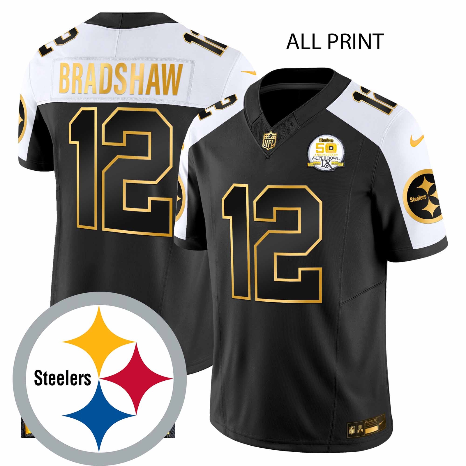 SteelersxPittsburgh #12TerryBradshaw 50th Anniversary of SuperxBowl IX-All Print