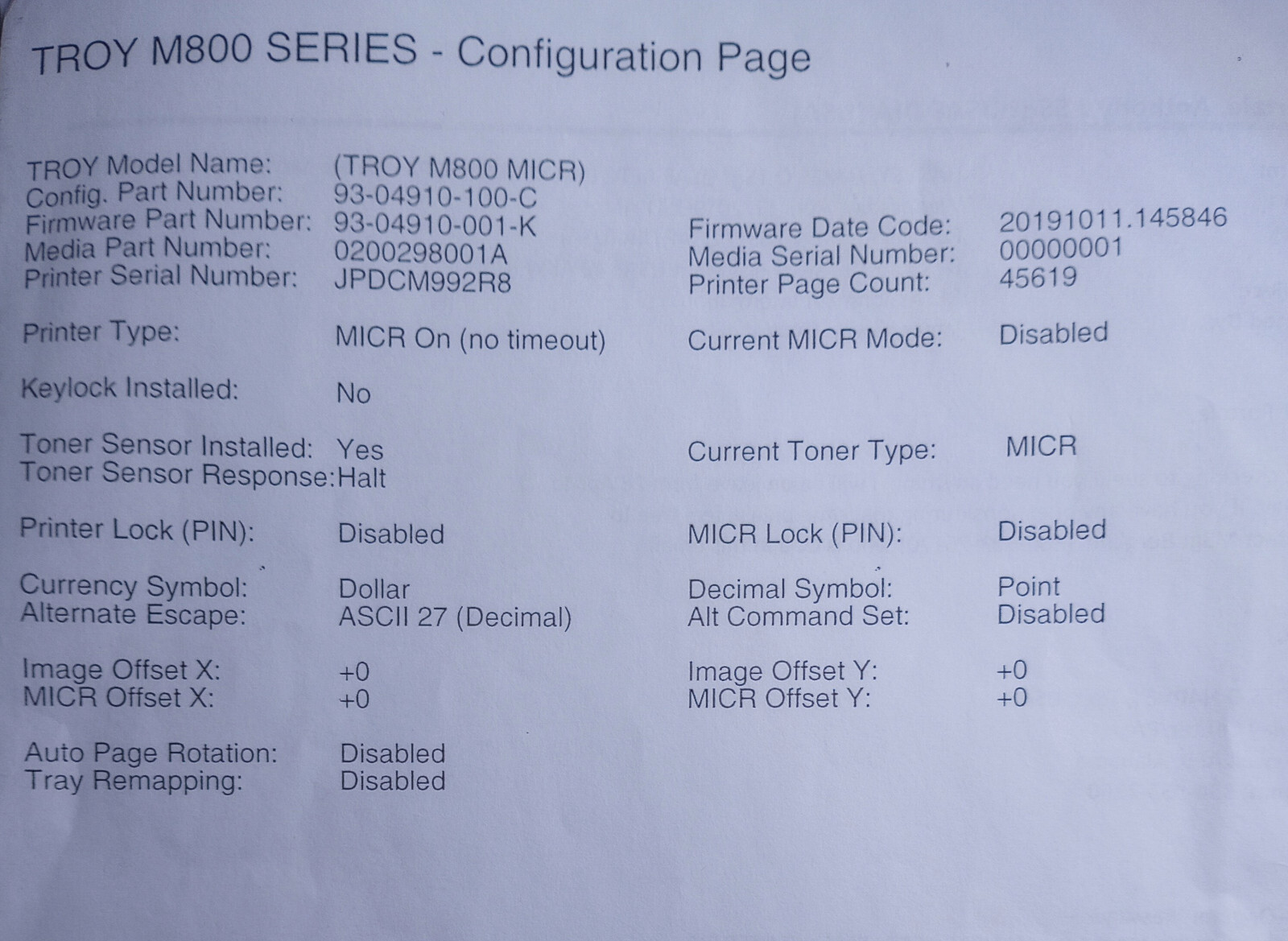  TROY M806X+ MICR ENTERPRISE LASER PRINTER/CHECK PRINTING READY