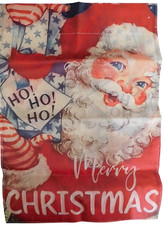 Retro Look Santa Claus Merry Christmas Ho Ho 12.5 X 18" Double Sided Garden Flag