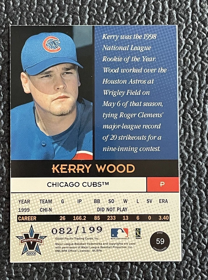 🔥KERRY WOOD 2000 PACIFIC VANGUARD GREEN REFRACTOR #'D /199!🔥CUBS! - Image 2 of 2