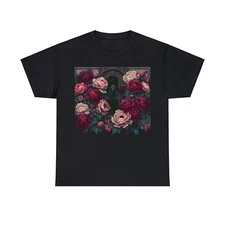 Unisex Adult T Shirt Gloomy Gothic Vintage Floral Nightmare Emo Streetwear Tee