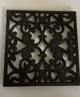Wrought Iron Square Black Feet Trivet Cabin Lodge Cottage core Hot Pot 7”