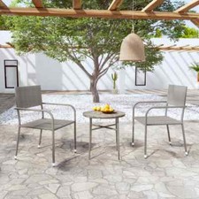 Image of 3 Piece Garden Dining Set Poly Rattan Grey vidaXL