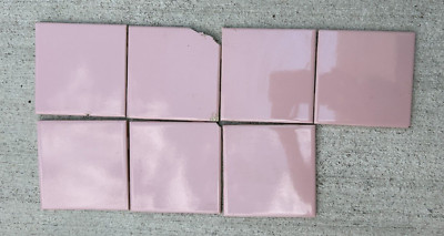 7 VNTG PINK Ceramic Tile National LIfetime Tile B33 Architectural Salvage 4-3/8