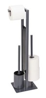 Wenko Stand Wc-Garnitur Rivalta Grau Matt Stahl Wc-BüRste Toilettenpapierhalter