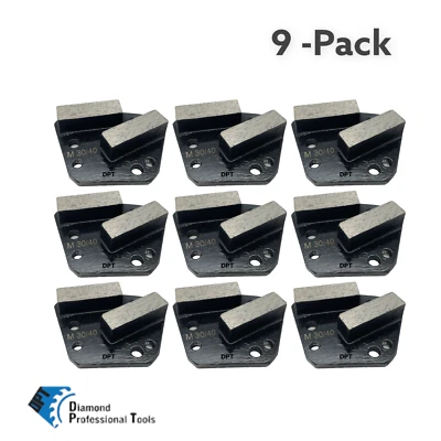 DPT 9 Pack Bolt on Diamond Grinding Discs for Concrete Grinders Medium Bond 30 Grit