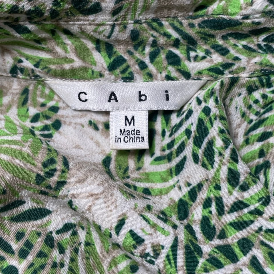 Cabi Dress Faux Wrap Bodice Palm Leaf Green White Print Style 280 Size Medium - Image 4 of 4