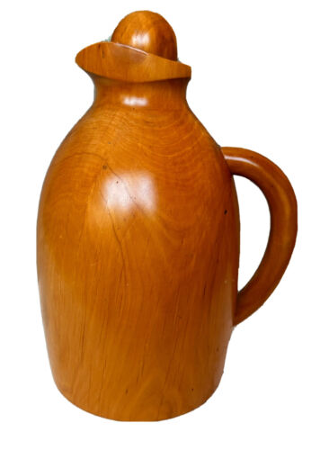 Manzoni Pietro Vietri Italy Wood Carafe Thermos Pitcher Cork Stopper 11.75” - Picture 1 of 21