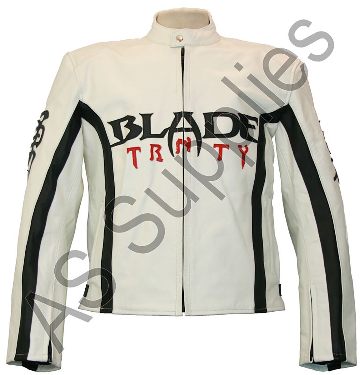 BLADE TRINITY Leather Motorcycle Jacket White neXus Biker