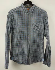 Hugo Boss Orange EggE Mens XL Slim Long Sleeve Gray Blue Plaid Button Down Shirt
