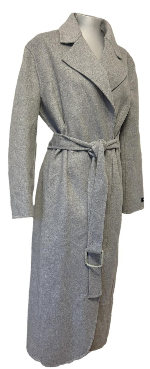 ACNE STUDIOS 'LOVA' WOOL AND CASHMERE BLEND LONG GRAY BELTED COAT, M, $2500 View 4