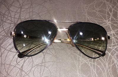 SRO NAT BR 130 DOUBLE BRIDGE AVIATOR SUN GLASSES GOLDEN MEDIUM FRAME FRANCE