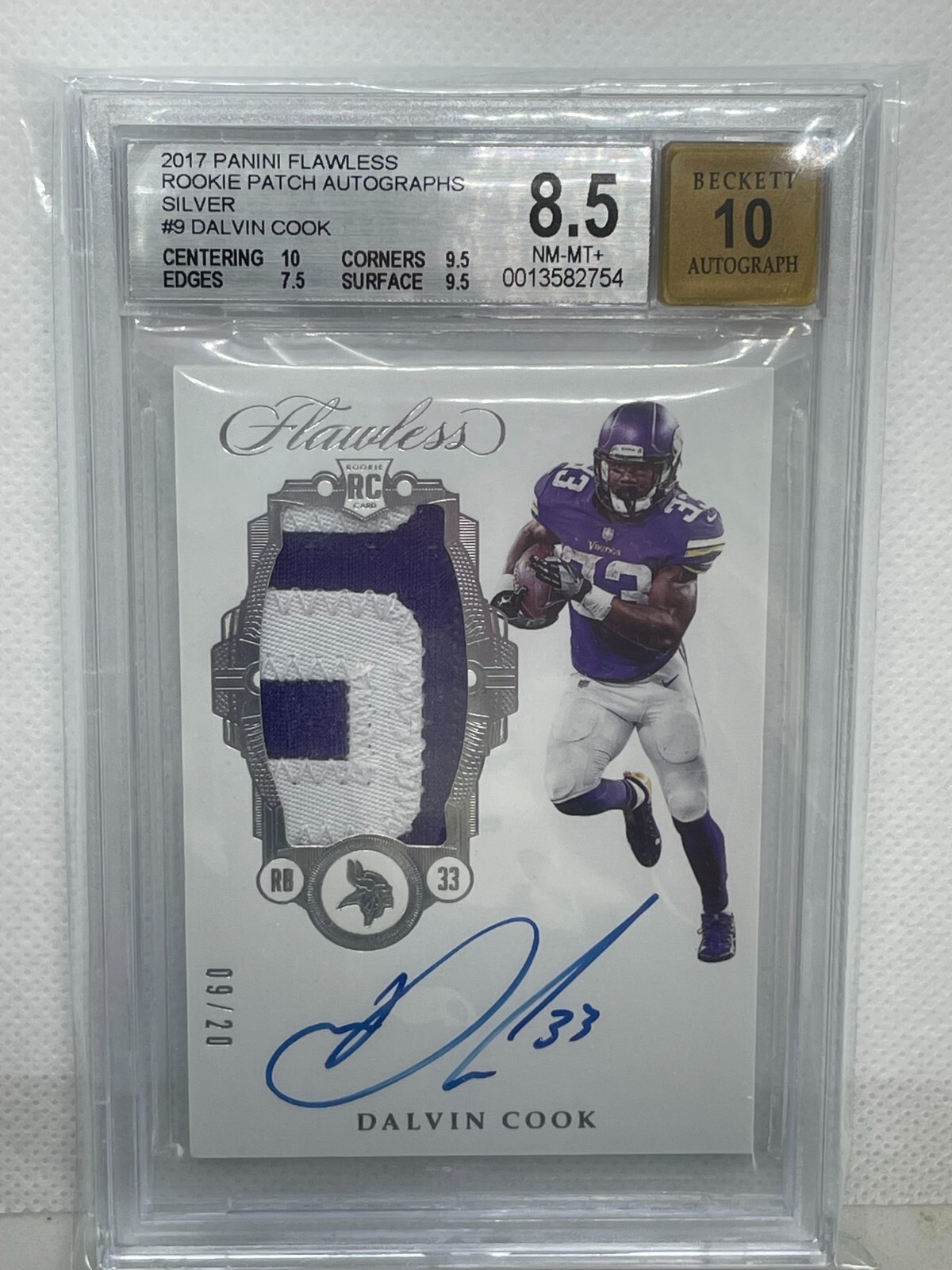 Dalvin Cook Panini Flawless Rookie Patch Autograph #RPDC Silver