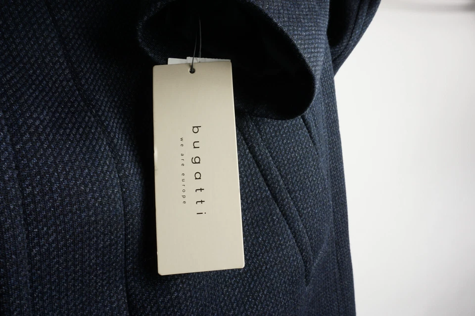 全新 698$ 布加迪 Flexcity 男式 40R 蓝色针织内衬羊毛混纺全拉链外套 — 第 2/4 张图片