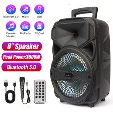 1000W Wireless Portable Bluetooth Speaker 8" Subwoofer W/ Mic Party Light Remote