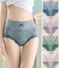 Multipack Women Cotton Crotch Underwear Brief High Waisted Tummy Control Panties