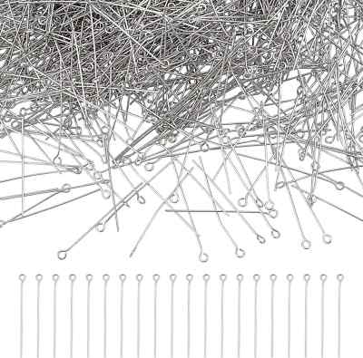 2000 Pcs 304 Stainless Steel Open Eyepins Loop Pins Headpins Findings 0.8 inc...