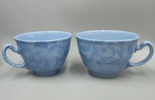 2 INTERNATIONAL CHINA CO. TABLEWORKS DAMASK BLUE FLAT CUPS