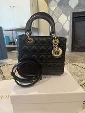 Christian Dior Medium Lady Dior Bag Black Cannage Lambskin Leather Crossbody