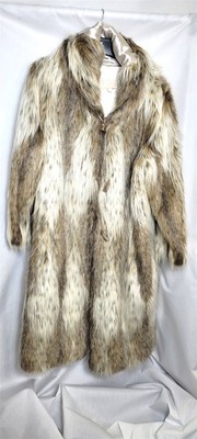 Fabulous Furs Faux Fur Hooded Long Coat Harlequin Pattern 48'' Length 3X   T60
