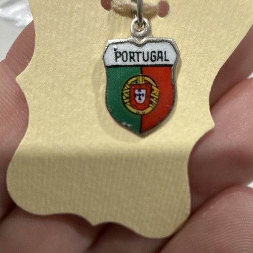 Portugal Shield Charm Souvenir Enamel Travel Memorabilia Iberian Peninsula