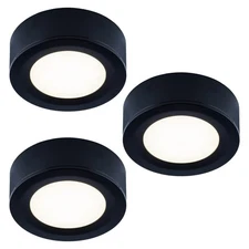 Wired LED Puck Lights 2.7Wx3 Plug-in Lighting Warm White LED Cabinet Light fo...