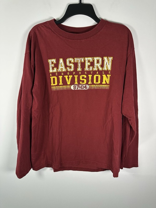 Aeropostale Shirt Long Sleeve Y2K Eastern Division Logo Crewneck Large 87-04 Red