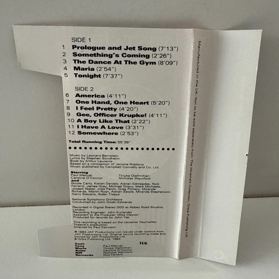 West Side Story, The Musicals Collection Cassette Tape (JAY, 1993) Bernstein 02a - Image 2 of 3