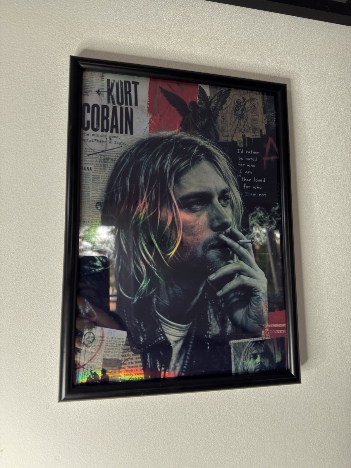 Nirvana Kurt Cobain Framed Poster Print A4 Poster Holigraphic paper ...