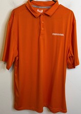 WHATABURGER Uniform Employee Short Sleeve Polo Shirt Orange Stripe Men SIze XL