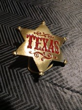 Small Texas Sheriff's Badge Belt Buckle 1981 Made in USA Serial Number 171 Vg+