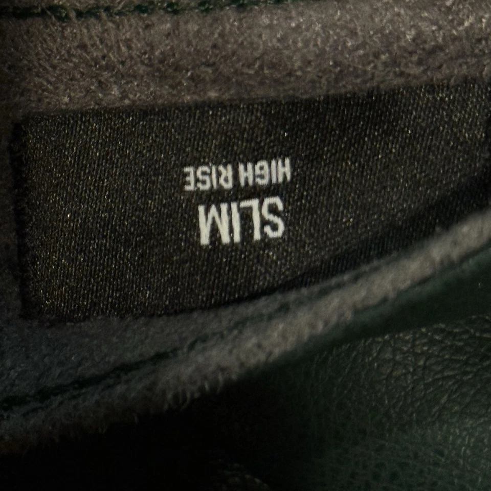 Pantalón EXPRESS Mujer Talla 8 Verde Vegano Imitación Cuero Slim Cintura Alta Forrado Polar Foto 4 de 4