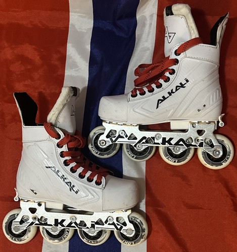 Alkali Youth Roller Hockey Inline Skates Cele Kids Adjustable White Y11-JR1