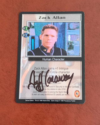 Babylon 5 CCG 1998 Precedence Zack Allan Card Signed by Jeff Conaway