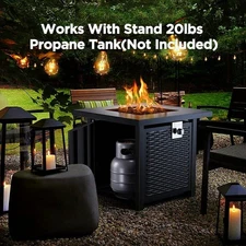 Myfurnideal PIYTE2 28" 50,000 BTU Propane Fire Pit Table with Lid and Lava Rock,