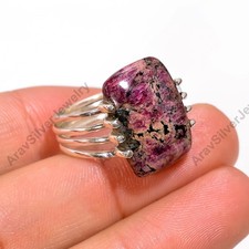 Eudialyte Statement Ring Handmade 925 Sterling Silver Gemstone Jewelry for Gift