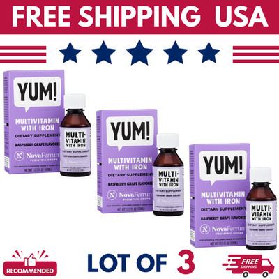 NovaFerrum Yum Liquid Iron Multivitamin for Infants & Kids 1.69 fl oz  Lot of 3