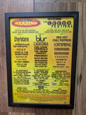 Reading & Leeds Festival 1999 Framed Kerrang! Line-Up Page A4 Ideal Gift