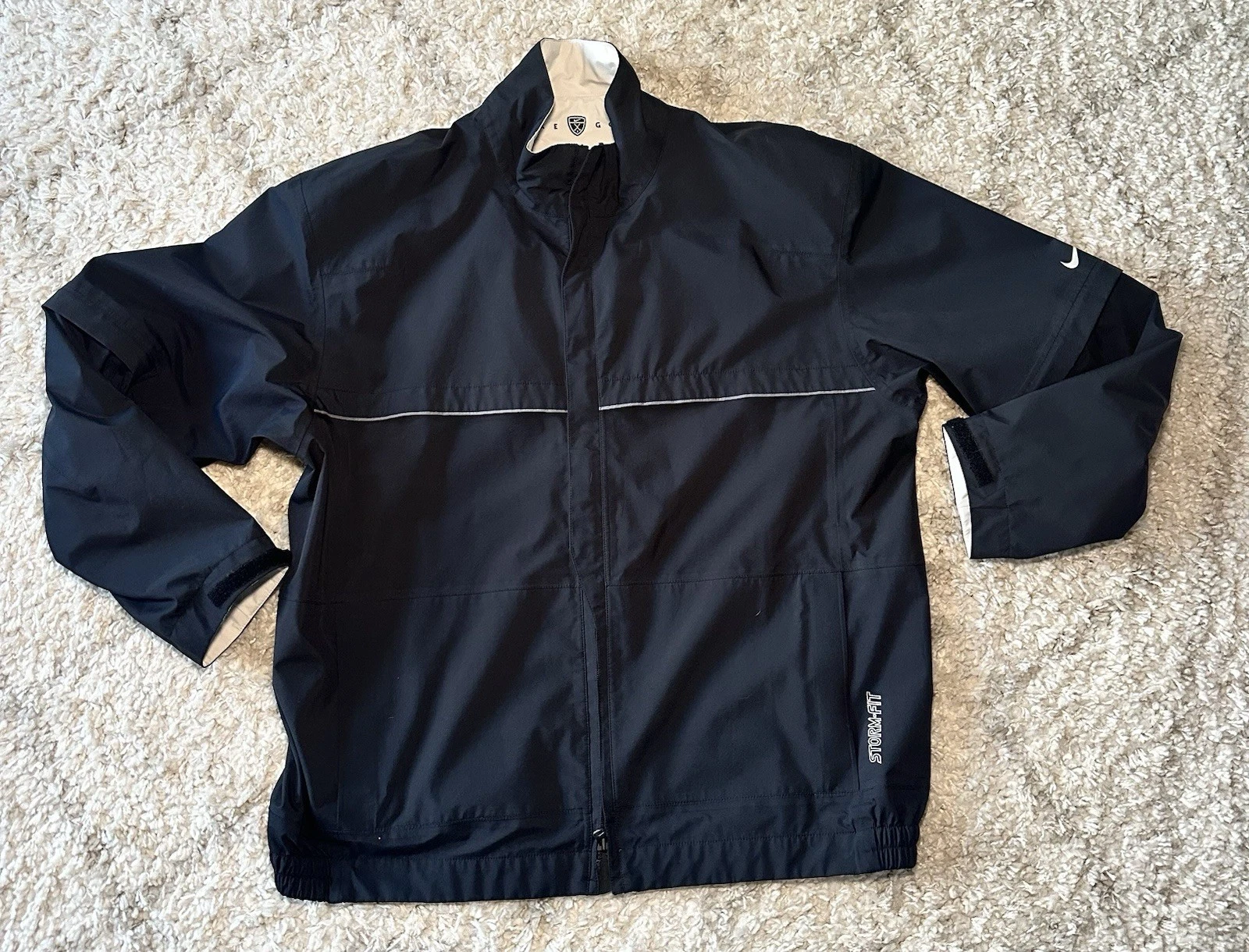 Nike Storm-FIT ADV Rare Waterproof Black Golf Jacket Size L Removable Sleeves