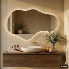 Irregular LED Bathroom Mirror with Lights, Backlit Vanity Mirror for Wall, Asymm