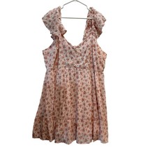 ery j Take The Leap Dress Pink Floral Ruffle Tiered Mini Plus Size 3X NEW