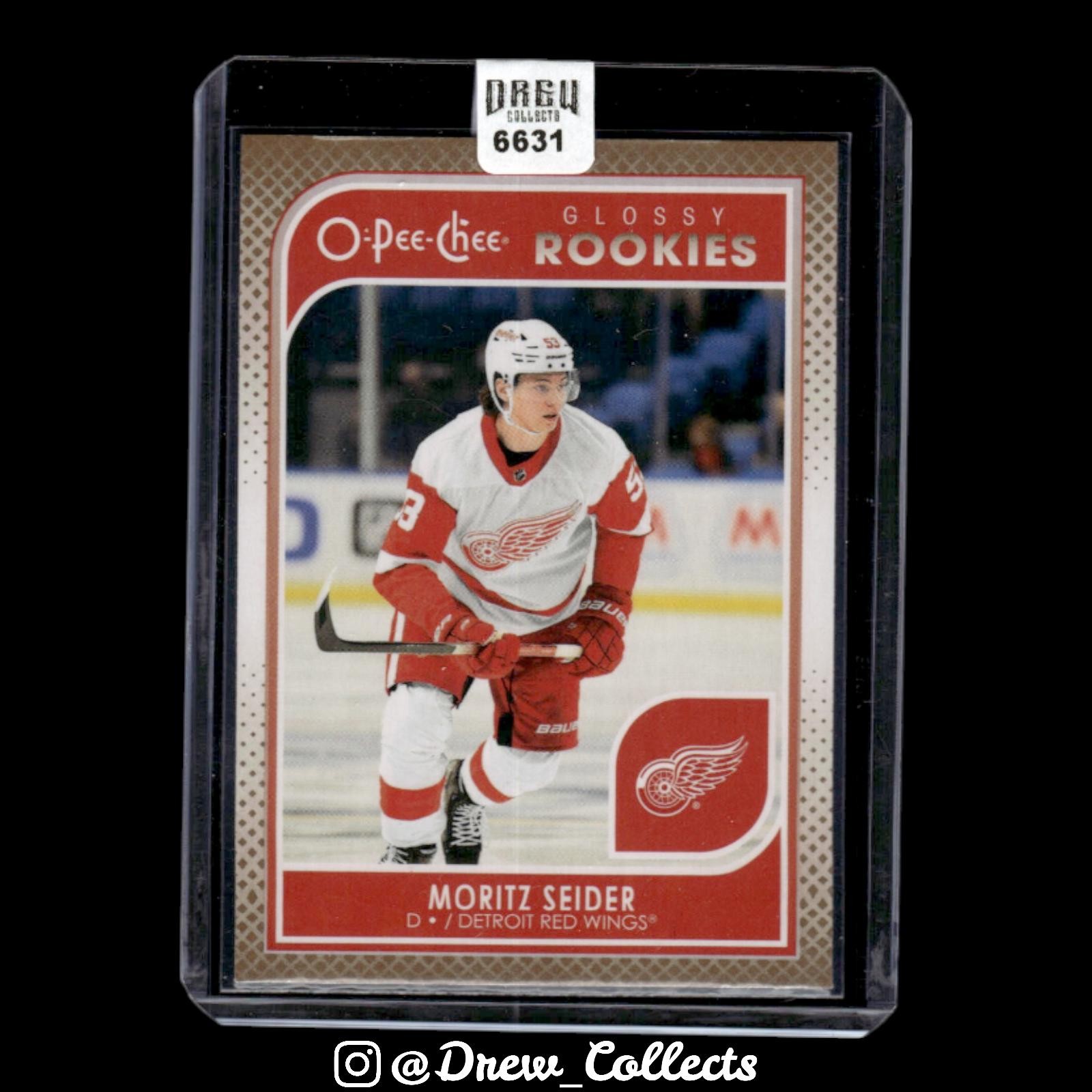2021-22 Upper Deck #R-11 Moritz Seider Red Wings O-Pee-Chee Glossy Rookies Gold